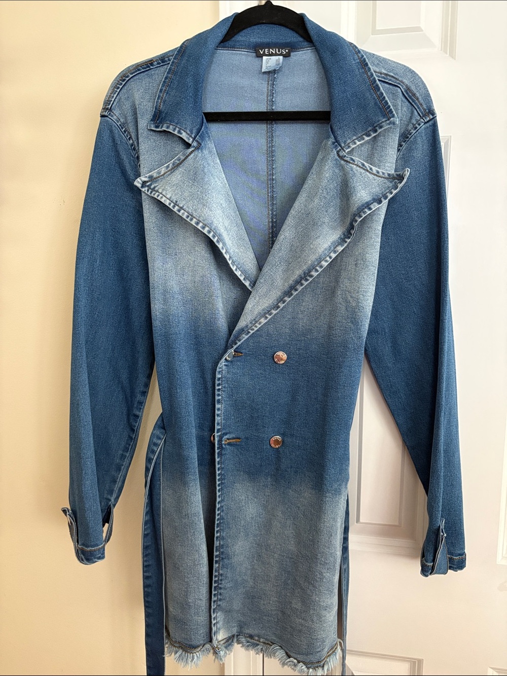 VENUS Two-Tone Ombre Denim Coat